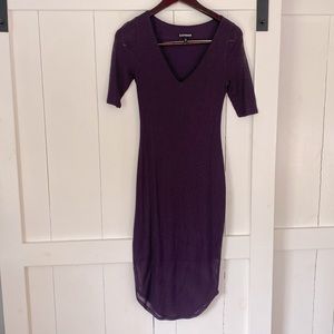Eggplant bodycon midi dress from Express. Size xs. TTS